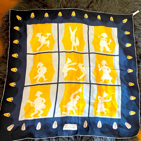 ๐ฎ๐น BVLGARI VINTAGE Italian Luxury Silk Scarf BULGARI x Davide Pizzigoni Shawl - Picture 4 of 14